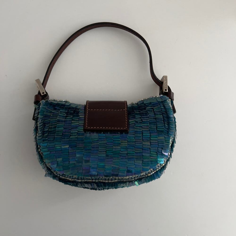 Vintage Fendi Blue Sequin Crossiant - Picture 6 of 7
